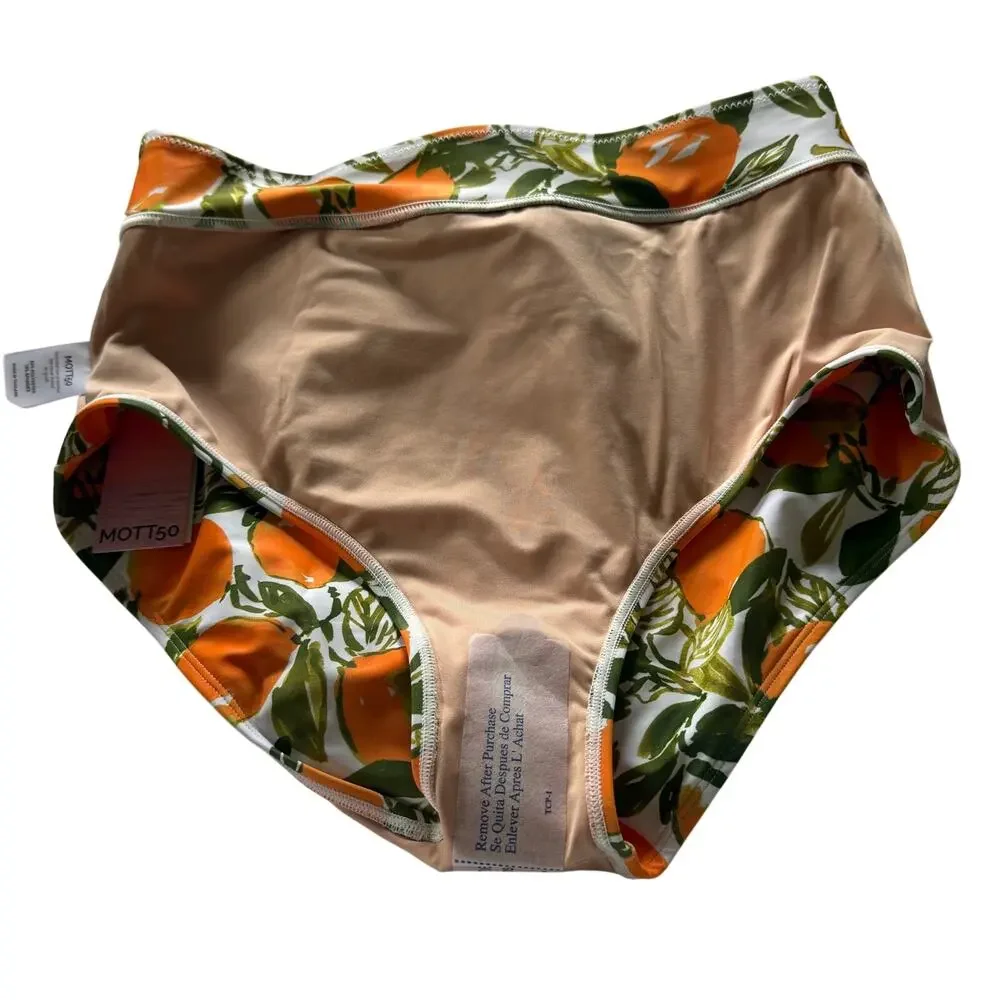 MOTT50 Joana L'Orangerie Print High Rise Swim Bottom NWT UPF 50+ Size L